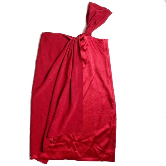 DVF Grecian Silk Valetta Toga Dress cranberry red sleeveless - Picture 2 of 8